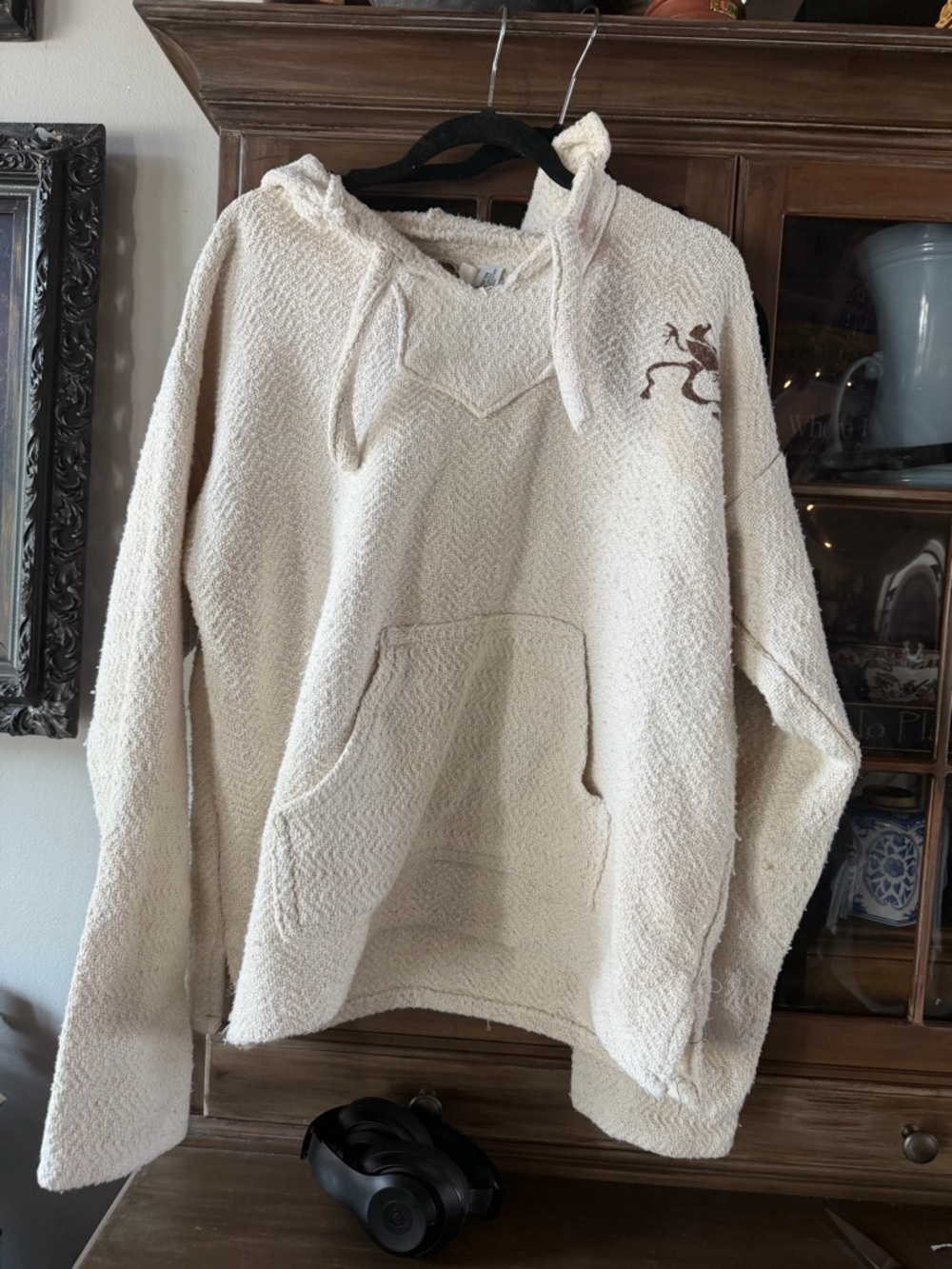 Earth Ragz Cream Textured Pullover Hoodie